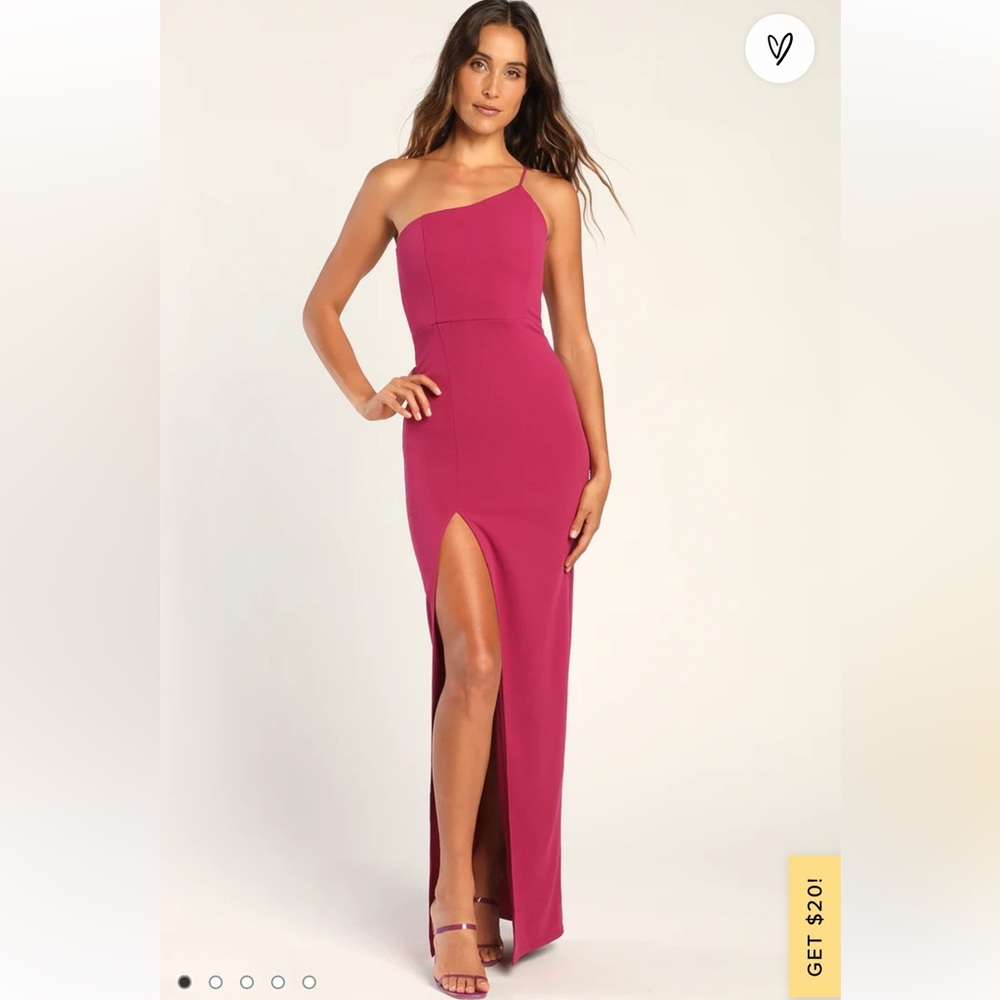 Lulus Keeper of My Heart Magenta One-Shoulder Maxi Dress